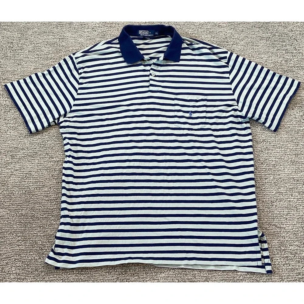Polo Ralph Lauren Mens XL ‎ Green Blue Stripes Golf Rugby Preppy